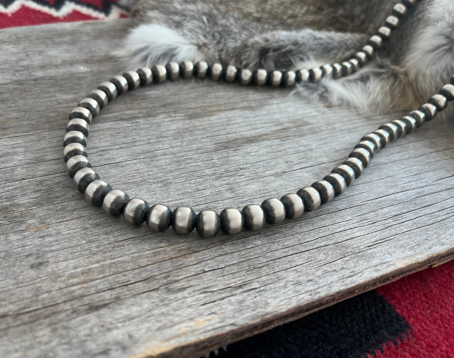Navajo Pearl Handmade Necklace ~ All 10mm German Silver beads ~ Choose Length ~ Bold & Beautiful!