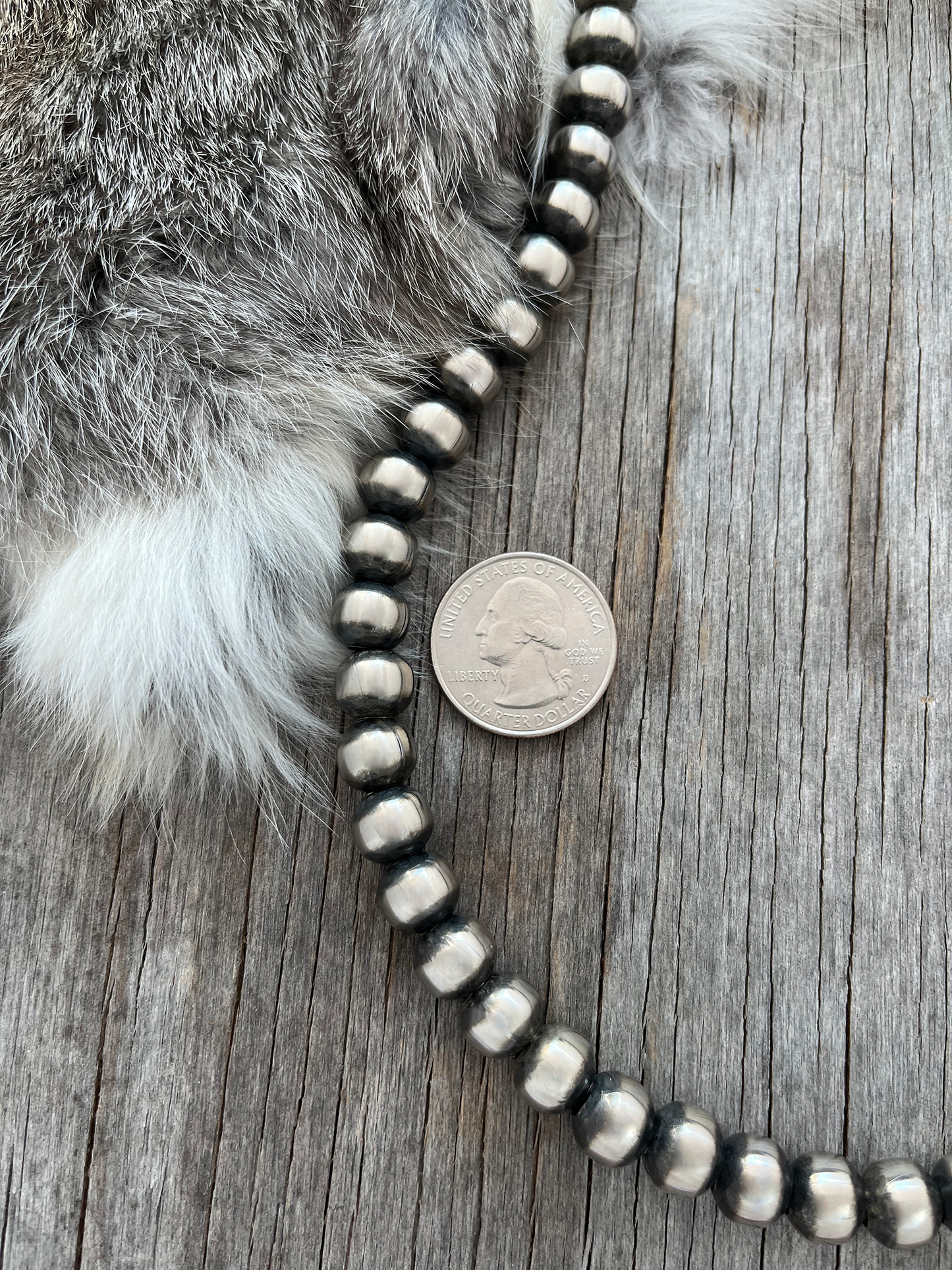 Navajo Pearl Handmade Necklace ~ All 10mm German Silver beads ~ Choose Length ~ Bold & Beautiful!