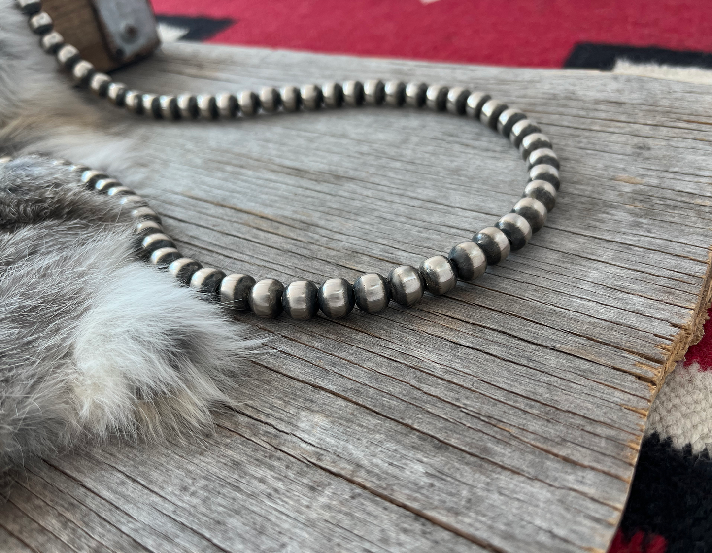 Navajo Pearl Handmade Necklace ~ All 10mm German Silver beads ~ Choose Length ~ Bold & Beautiful!