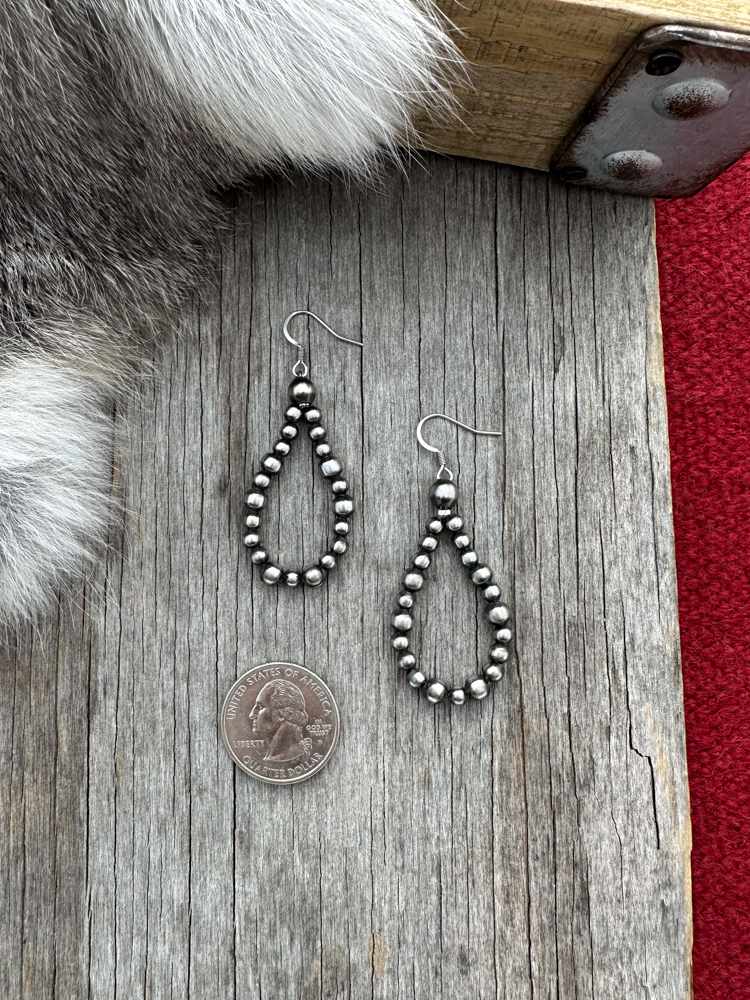 Navajo Pearl Handmade 4mm & 5mm Earrings ~ Petite Teardrop Style ~ German Silver beads!