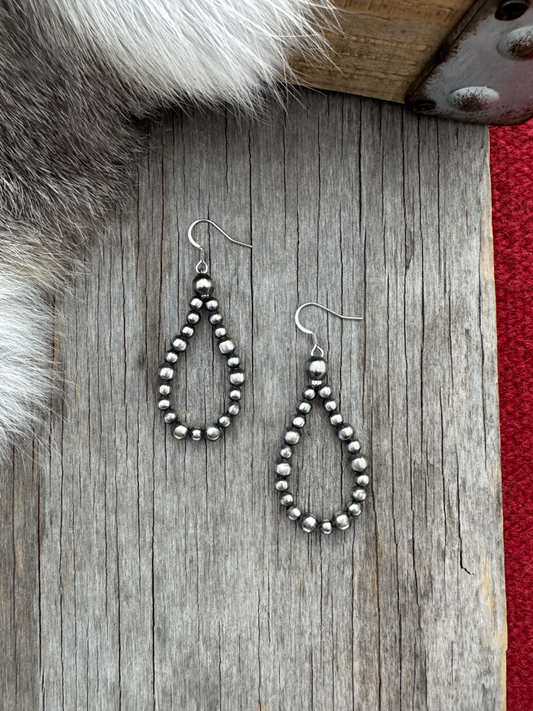 Navajo Pearl Handmade 4mm & 5mm Earrings ~ Petite Teardrop Style ~ German Silver beads!