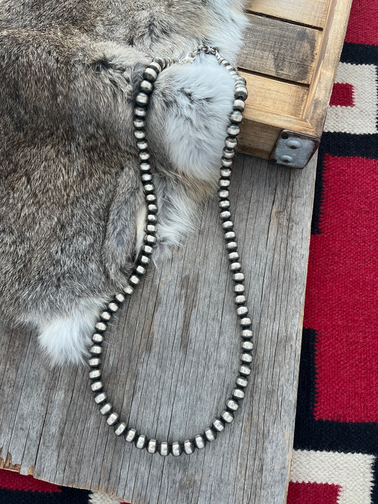 Navajo Pearl Handmade Necklace ~ All 10mm German Silver beads ~ Choose Length ~ Bold & Beautiful!