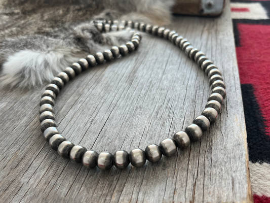 Navajo Pearl Handmade Necklace ~ All 10mm German Silver beads ~ Choose Length ~ Bold & Beautiful!